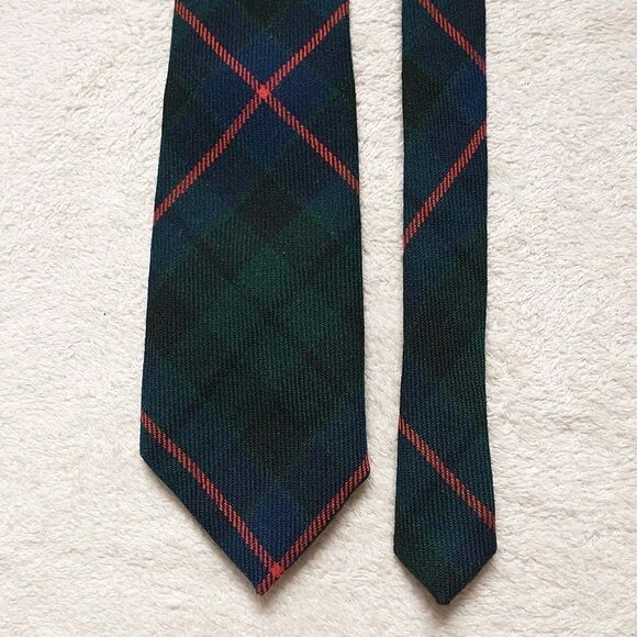 Vtg The Scotch House All Wool NeckTie Tie Tartan Blue Green Plaid England 3.2x54 - Picture 3 of 7